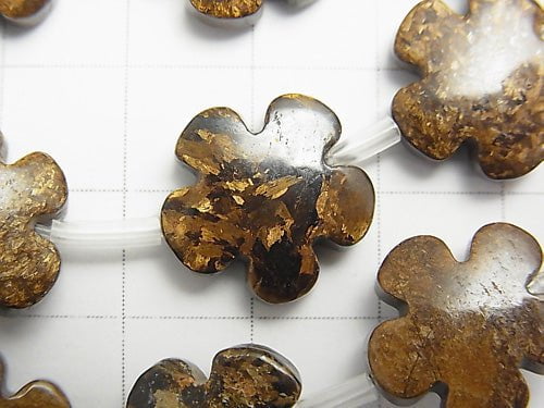 Bronzite Flower 15 x 15 mm half or 1 strand beads (aprx.15 inch / 36 cm)