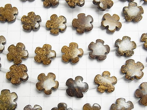 Bronzite Flower 15 x 15 mm half or 1 strand beads (aprx.15 inch / 36 cm)