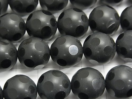 Onyx polka dot Faceted Round 14 mm half or 1 strand beads (aprx.15 inch / 36 cm)