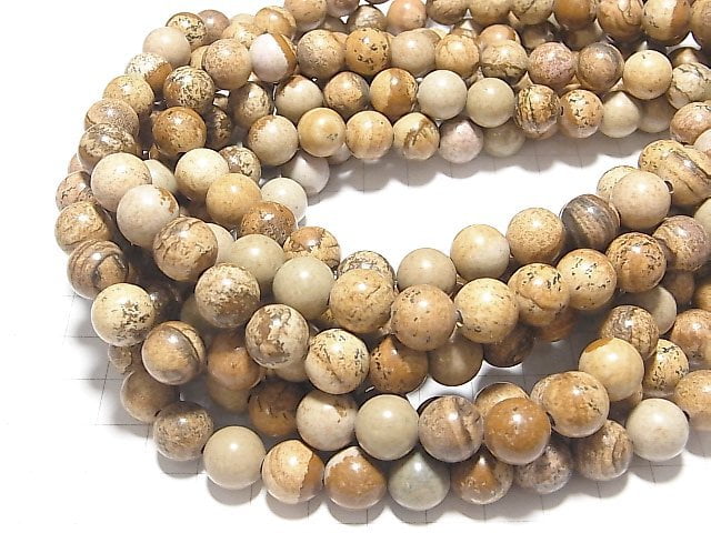 1strand $6.79! Picture Jasper Round 10mm [2mm hole] 1strand beads (aprx.14inch / 35cm)