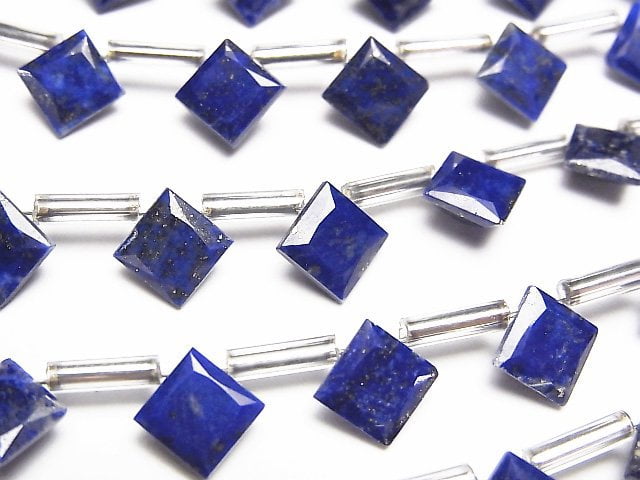 Hochwertiger Lapislazuli AAA- Diamant Prinzessschnitt 8x8mm 1Strang Perlen (8Stk)