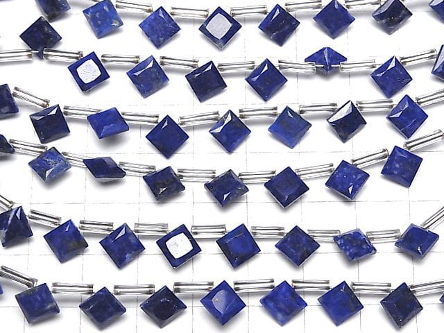 Hochwertiger Lapislazuli AAA- Diamant Prinzessschnitt 8x8mm 1Strang Perlen (8Stk)