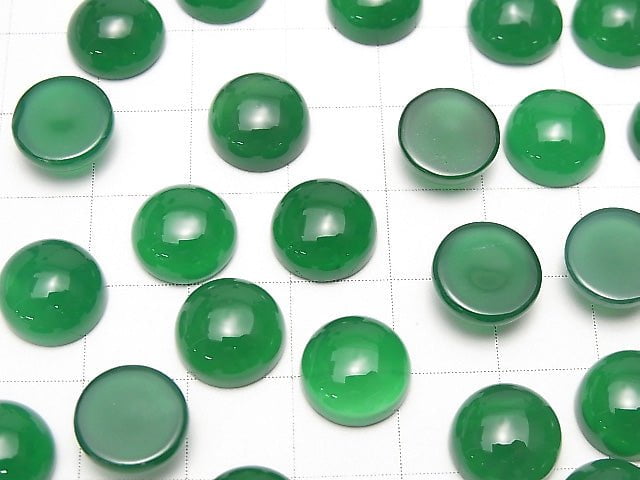 [Video]Green Onyx AAA Round Cabochon 10x10mm 5pcs