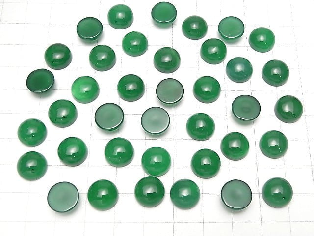 [Video]Green Onyx AAA Round Cabochon 10x10mm 5pcs