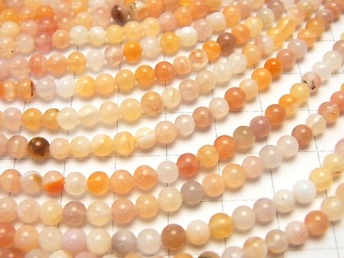 Pink Orange Botswana Agate Round 4mm 1strand beads (aprx.15inch/38cm)