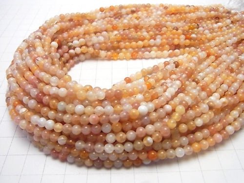 Pink Orange Botswana Agate Round 4mm 1strand beads (aprx.15inch/38cm)