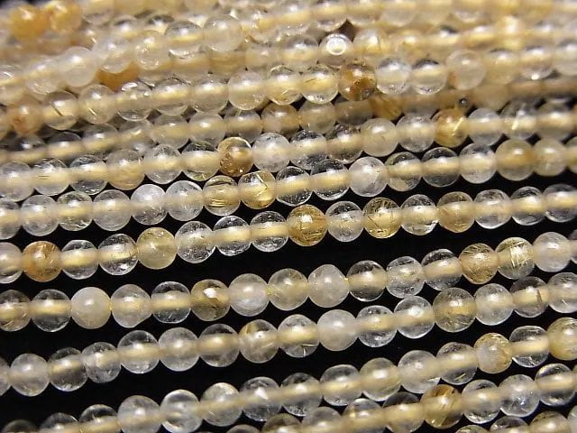 [Video]Rutilated Quartz AA Round 2mm 1strand beads (aprx.15inch/36cm)