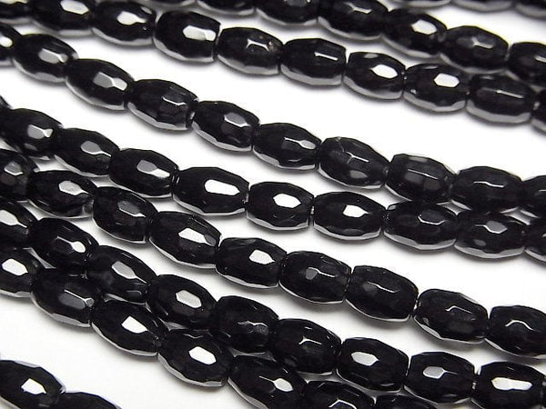 [Video]Onyx Faceted Rice 6x4x4mm half or 1strand beads (aprx.15inch/36cm)