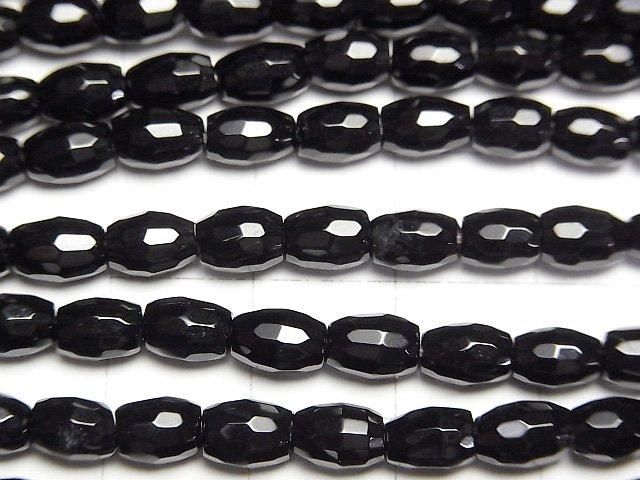 縞瑪瑙刻面米珠 6x4x4mm 半串或1串珠子 (約15英吋/36公分)