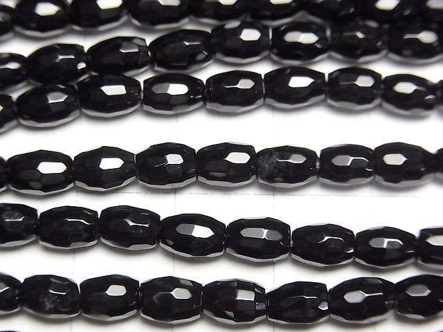 [Video]Onyx Faceted Rice 6x4x4mm half or 1strand beads (aprx.15inch/36cm)