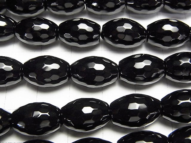 1strand $9.79! Onyx  Faceted Rice 14x10x10mm half or 1strand beads (aprx.15inch/37cm)