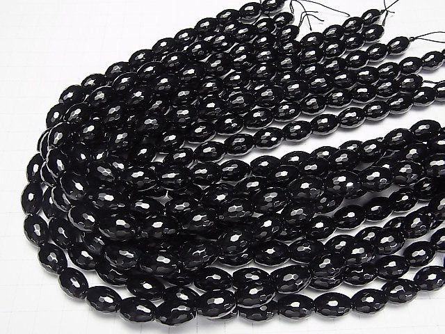 1strand $9.79! Onyx  Faceted Rice 14x10x10mm half or 1strand beads (aprx.15inch/37cm)