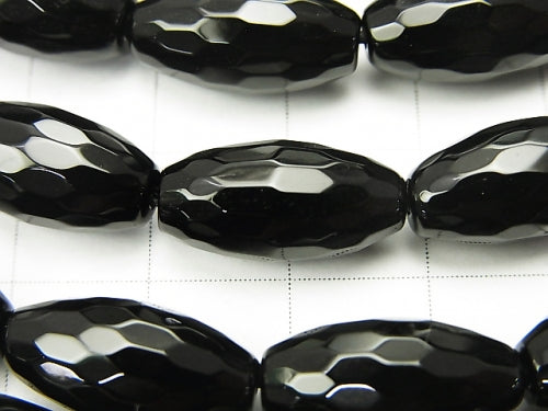 Onyx  Faceted Rice 16x8x8mm half or 1strand beads (aprx.15inch/38cm)