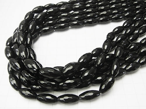 Onyx  Faceted Rice 16x8x8mm half or 1strand beads (aprx.15inch/38cm)