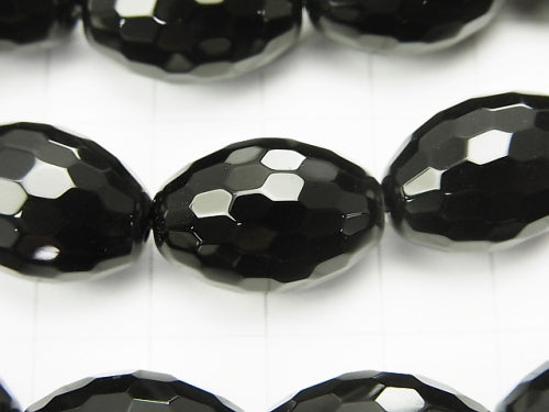 Onyx  Faceted Rice 18x13x13mm half or 1strand beads (aprx.14inch/35cm)