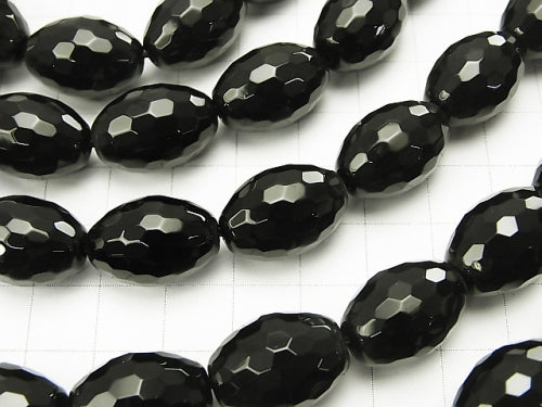 Onyx  Faceted Rice 18x13x13mm half or 1strand beads (aprx.14inch/35cm)