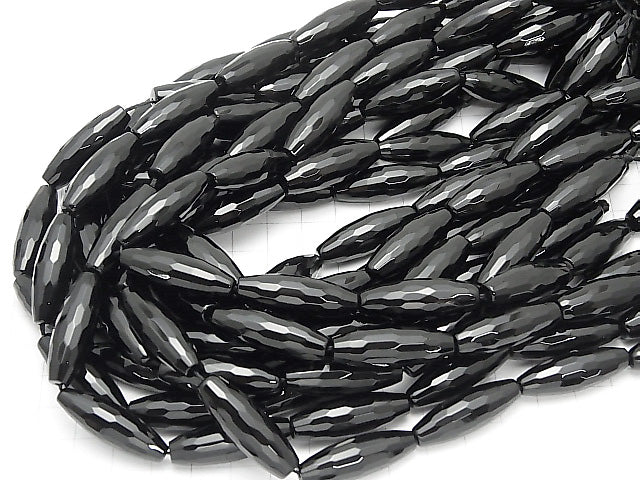 Onyx  Faceted Rice 30x10x10mm half or 1strand beads (aprx.14inch/35cm)