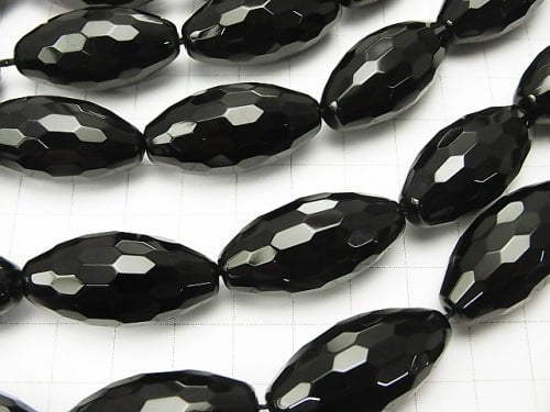 Onyx  Faceted Rice 30x15x15mm half or 1strand beads (aprx.15inch/36cm)