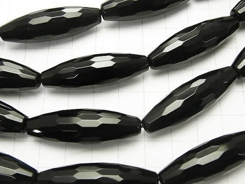 Onyx  Faceted Rice 40x12x12mm half or 1strand beads (aprx.13inch/32cm)