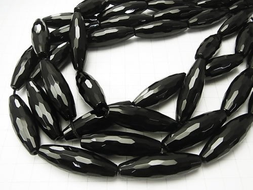 Onyx  Faceted Rice 40x12x12mm half or 1strand beads (aprx.13inch/32cm)