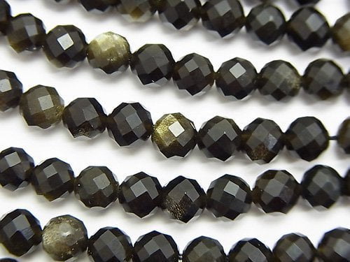 Faceted Round, Obsidian Gemstone Beads