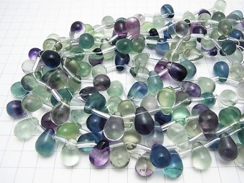 Multicolor Fluorite AAA- Drop (Smooth) 15x10x10mm half or 1strand beads (aprx.15inch/36cm)