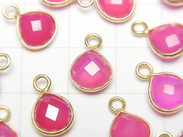 [Video] High Quality Fuchsia Pink Chalcedony AAA Bezel Setting Chestnut Shape 9 x 9 mm 18 KGP 3pcs