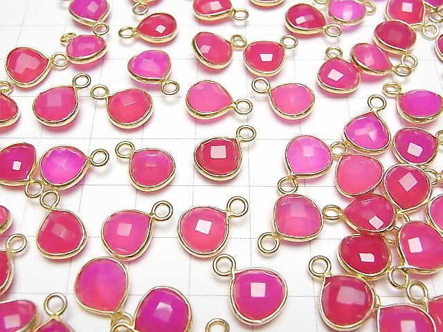 [Video] High Quality Fuchsia Pink Chalcedony AAA Bezel Setting Chestnut Shape 9 x 9 mm 18 KGP 3pcs