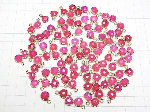 [Video] High Quality Fuchsia Pink Chalcedony AAA Bezel Setting Chestnut Shape 9 x 9 mm 18 KGP 3pcs