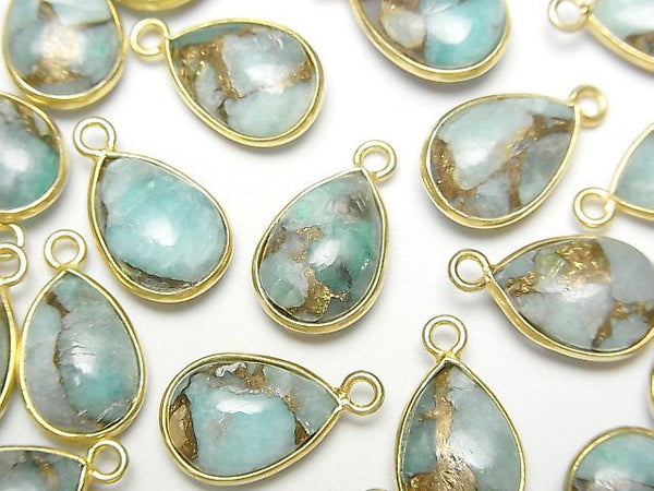 Bezel Setting, Copper Turquoise & Amazonite, Pear Shape Gemstone Beads