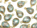 [Video] Copper Amazonite AAA Bezel Setting Pear shape 14x10mm 18KGP 2pcs