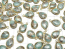 [Video] Copper Amazonite AAA Bezel Setting Pear shape 14x10mm 18KGP 2pcs