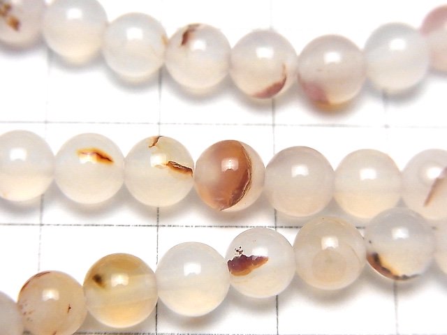 [Video] Uruguay White & Orange Chalcedony Round 6mm 1strand beads (aprx.15inch / 36cm)