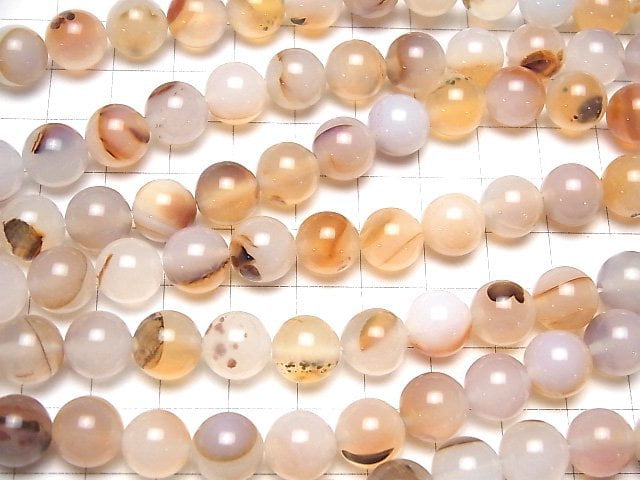 [Video] Uruguay White & Orange Chalcedony Round 10mm 1strand beads (aprx.15inch / 37cm)