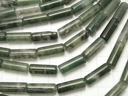 [Video]Moss Agate AAA Tube 16x6x6mm 1strand beads (aprx.15inch/36cm)