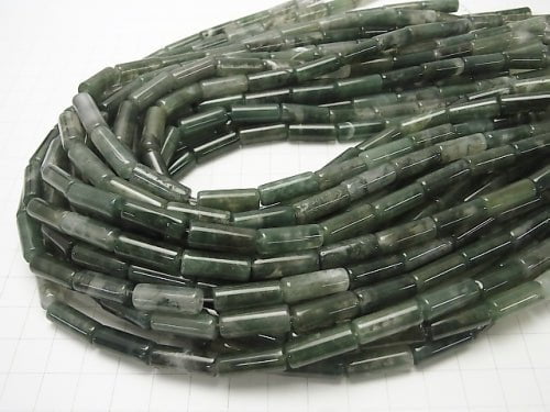 [Video]Moss Agate AAA Tube 16x6x6mm 1strand beads (aprx.15inch/36cm)