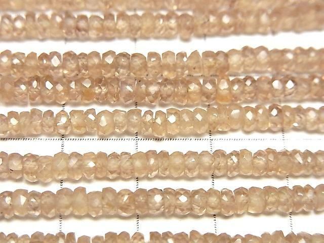 [Video]High Quality! Natural Zircon AAA- Faceted Button Rondelle half or 1strand beads (aprx.13inch/32cm)
