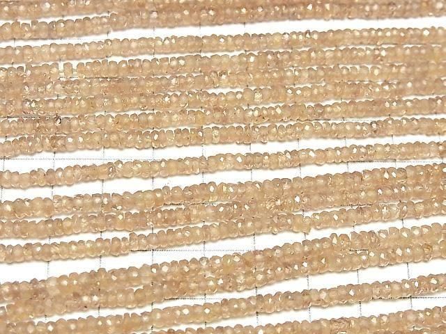 [Video]High Quality! Natural Zircon AAA- Faceted Button Rondelle half or 1strand beads (aprx.13inch/32cm)