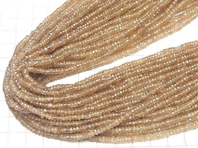 [Video]High Quality! Natural Zircon AAA- Faceted Button Roundel half or 1strand beads (aprx.13inch/32cm)