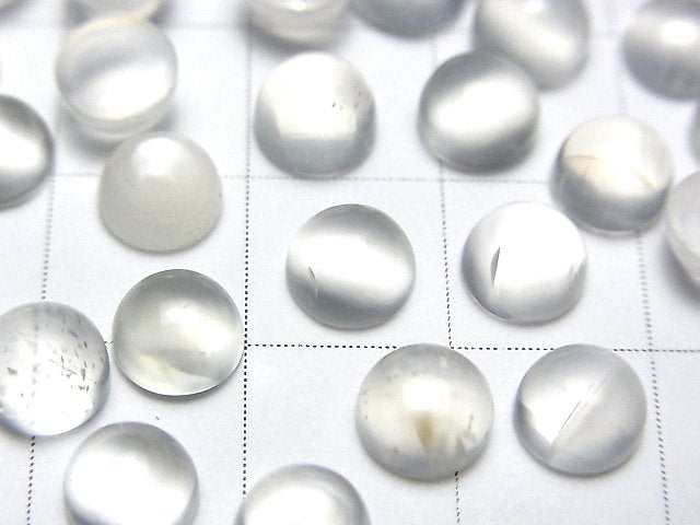 White Moonstone AA++ Round Cabochon 6x6mm 5pcs