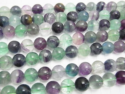 Multicolor Fluorite AA + Round 13 mm half or 1 strand beads (aprx.15 inch / 36 cm)