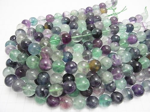 Multicolor Fluorite AA + Round 13 mm half or 1 strand beads (aprx.15 inch / 36 cm)