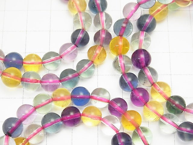 [Video]High Quality Multicolor Fluorite AAA Round 8mm 1strand (Bracelet)