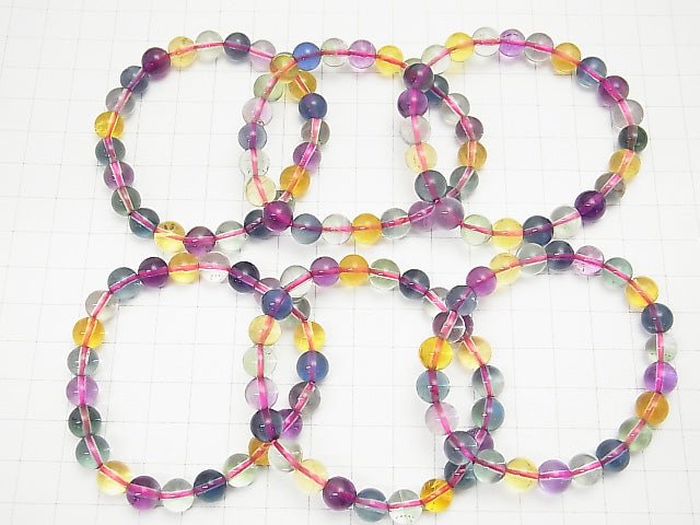 [Video]High Quality Multicolor Fluorite AAA Round 8mm 1strand (Bracelet)