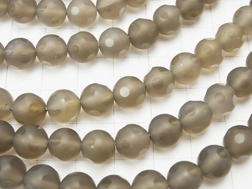 1strand $9.79! Gray Onyx AAA polka dot Faceted Round 8mm 1strand beads (aprx.15inch / 38cm)