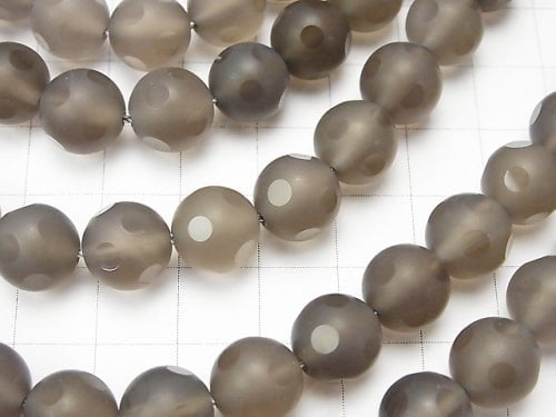 Gray Onyx AAA polka dot Faceted Round 10mm half or 1strand beads (aprx.15inch / 37cm)