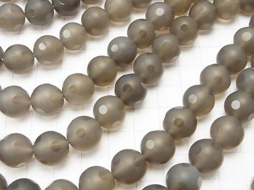 Gray Onyx AAA polka dot Faceted Round 12 mm half or 1 strand beads (aprx.15 inch / 37 cm)