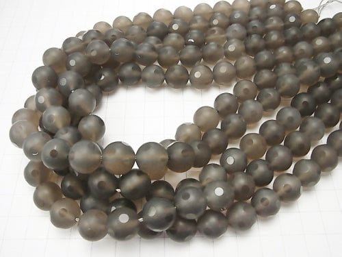 Gray Onyx AAA polka dot Faceted Round 12 mm half or 1 strand beads (aprx.15 inch / 37 cm)