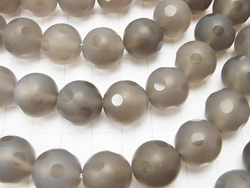 Gray Onyx AAA polka dot Faceted Round 14mm half or 1strand beads (aprx.15inch / 37cm)