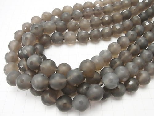 Gray Onyx AAA polka dot Faceted Round 14mm half or 1strand beads (aprx.15inch / 37cm)